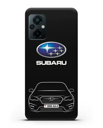 Чехол Subaru Legacy с номерным знаком силиконовый для Xiaomi Poco M5