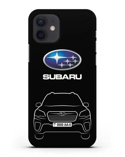Чехол Subaru Forester с автомобильным номером силиконовый для iPhone 12