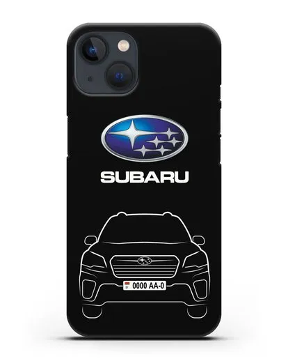 Чехол Subaru Forester с автомобильным номером силиконовый для iPhone 13
