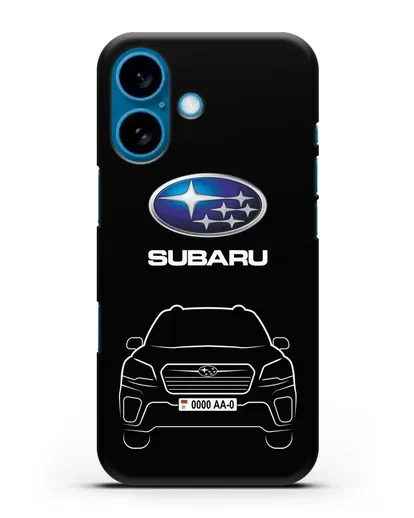 Чехол Subaru Forester с автомобильным номером силиконовый для iPhone 16