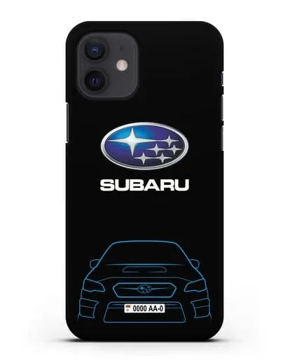 Чехол Subaru WRX STI с автомобильным номером силиконовый для iPhone 12