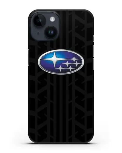 Чехол с эмблемой Subaru с протектором шин силиконовый для iPhone 14