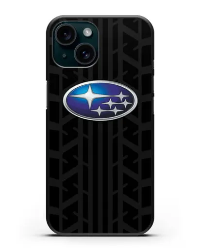 Чехол с эмблемой Subaru с протектором шин силиконовый для iPhone 15