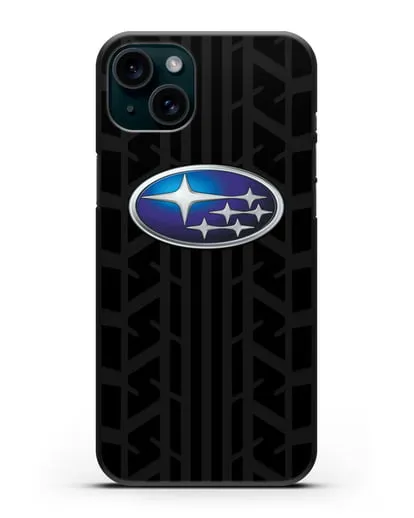 Чехол с эмблемой Subaru с протектором шин силиконовый для iPhone 15 Plus