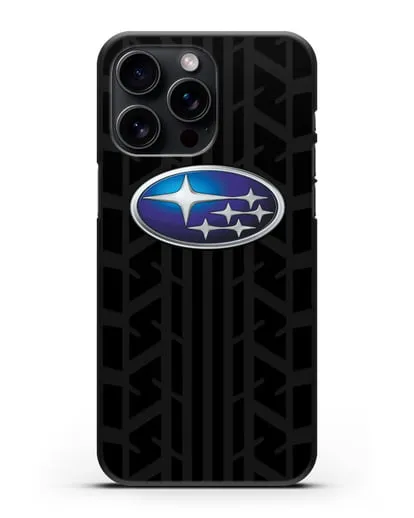 Чехол с эмблемой Subaru с протектором шин силиконовый для iPhone 15 Pro Max