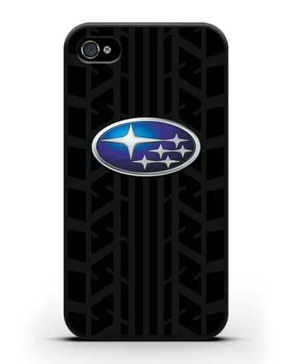 Чехол с эмблемой Subaru с протектором шин силиконовый для iPhone 4/4s