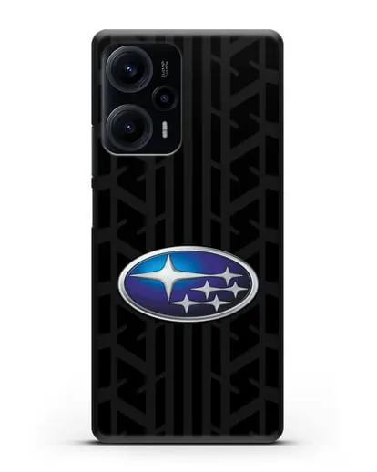 Чехол с эмблемой Subaru с протектором шин силиконовый для Xiaomi Poco F5