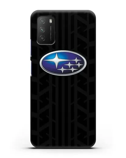 Чехол с эмблемой Subaru с протектором шин силиконовый для Xiaomi Poco M3