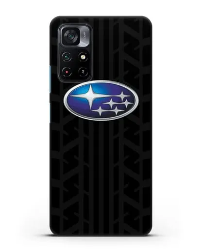 Чехол с эмблемой Subaru с протектором шин силиконовый для Xiaomi Poco M4 Pro 5G