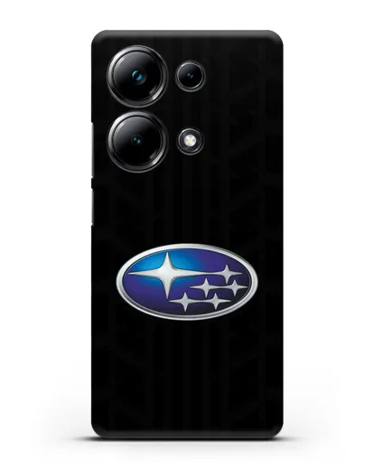 Чехол с эмблемой Subaru с протектором шин силиконовый для Xiaomi Poco M6 Pro