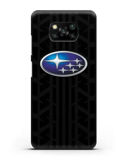 Чехол с эмблемой Subaru с протектором шин силиконовый для Xiaomi Poco X3