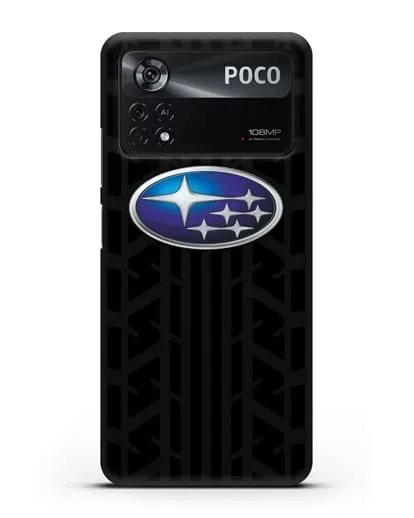 Чехол с эмблемой Subaru с протектором шин силиконовый для Xiaomi Poco X4 Pro