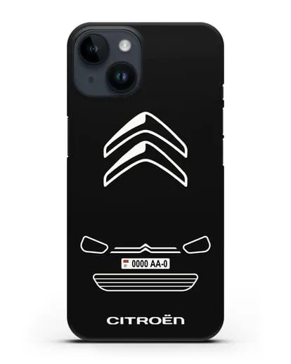 Чехол Citroen с автомобильным номером силиконовый для iPhone 14