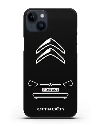 Чехол Citroen с автомобильным номером силиконовый для iPhone 14 Plus