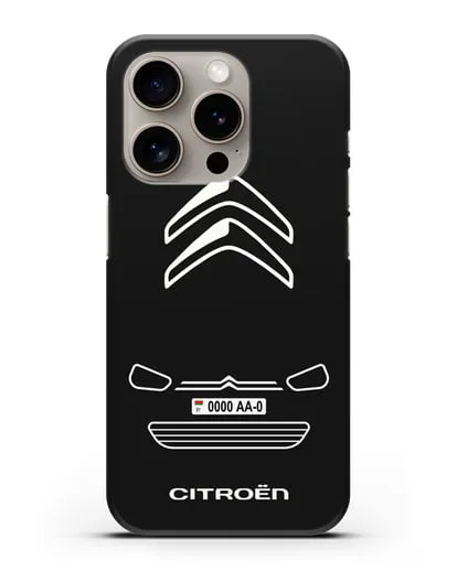 Чехол Citroen с автомобильным номером силиконовый для iPhone 15 Pro
