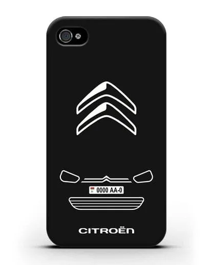 Чехол Citroen с автомобильным номером силиконовый для iPhone 4/4s