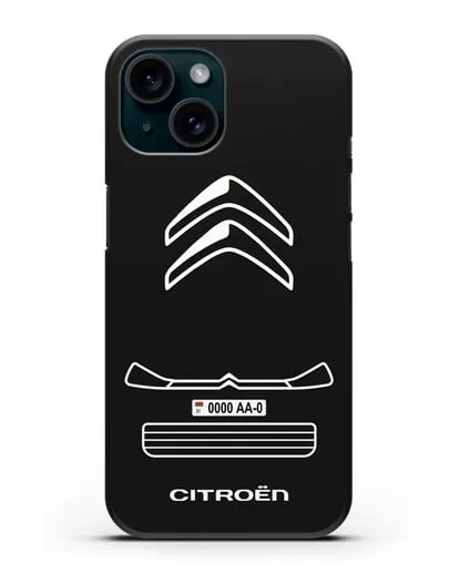 Чехол Citroen с номерным знаком силиконовый для iPhone 15