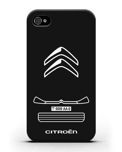 Чехол Citroen с номерным знаком силиконовый для iPhone 4/4s