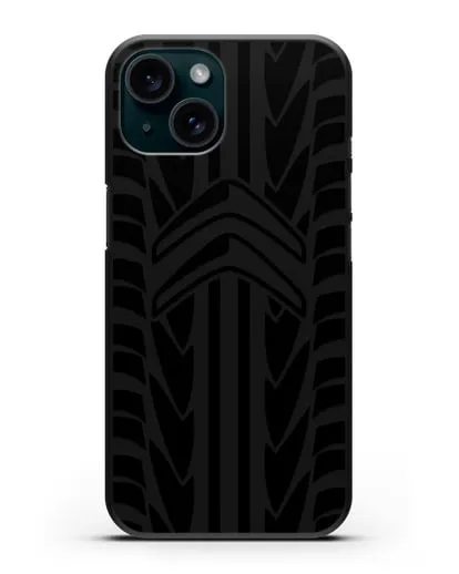 Чехол c эмблемой Citroen с протектором шин силиконовый для iPhone 15
