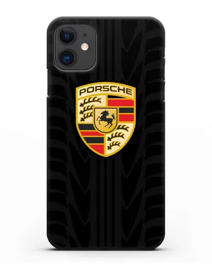 Чехол c эмблемой Porsche с протектором шин силиконовый для iPhone 11