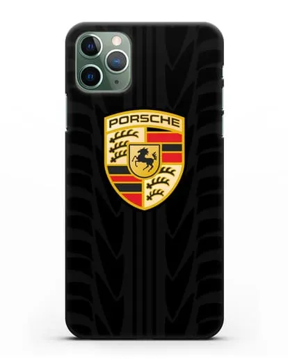 Чехол c эмблемой Porsche с протектором шин силиконовый для iPhone 11 Pro