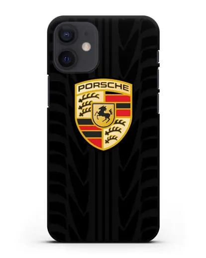 Чехол c эмблемой Porsche с протектором шин силиконовый для iPhone 12 mini