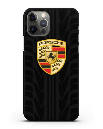 Чехол c эмблемой Porsche с протектором шин силиконовый для iPhone 12 Pro