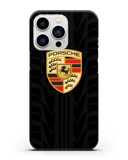 Чехол c эмблемой Porsche с протектором шин силиконовый для iPhone 13 Pro
