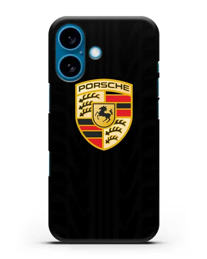 Чехол c эмблемой Porsche с протектором шин силиконовый для iPhone 16