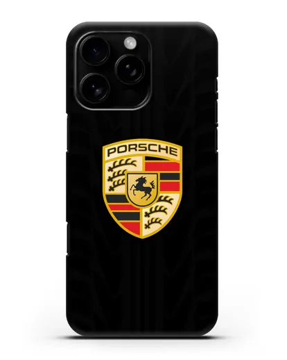Чехол c эмблемой Porsche с протектором шин силиконовый для iPhone 16 Pro Max