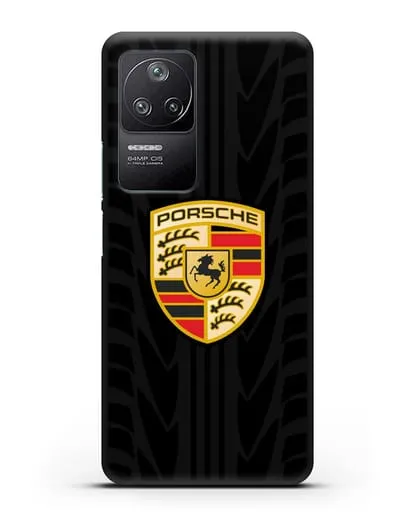 Чехол c эмблемой Porsche с протектором шин силиконовый для Xiaomi Poco F4