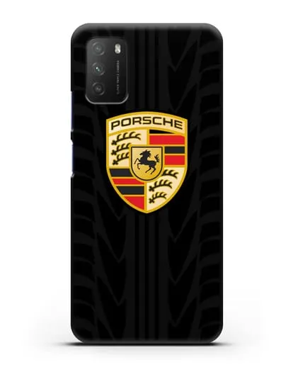 Чехол c эмблемой Porsche с протектором шин силиконовый для Xiaomi Poco M3