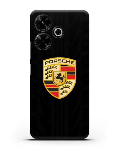Чехол c эмблемой Porsche с протектором шин силиконовый для Xiaomi Poco M6