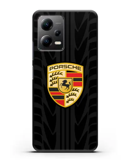 Чехол c эмблемой Porsche с протектором шин силиконовый для Xiaomi Poco X5