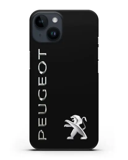 Чехол с надписью Peugeot и логотипом силиконовый для iPhone 14