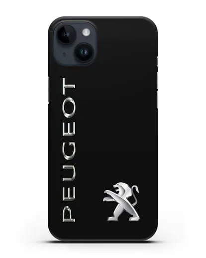 Чехол с надписью Peugeot и логотипом силиконовый для iPhone 14 Plus