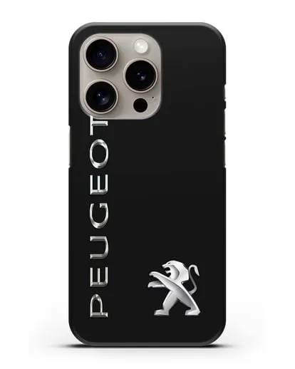 Чехол с надписью Peugeot и логотипом силиконовый для iPhone 15 Pro