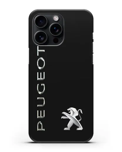 Чехол с надписью Peugeot и логотипом силиконовый для iPhone 15 Pro Max