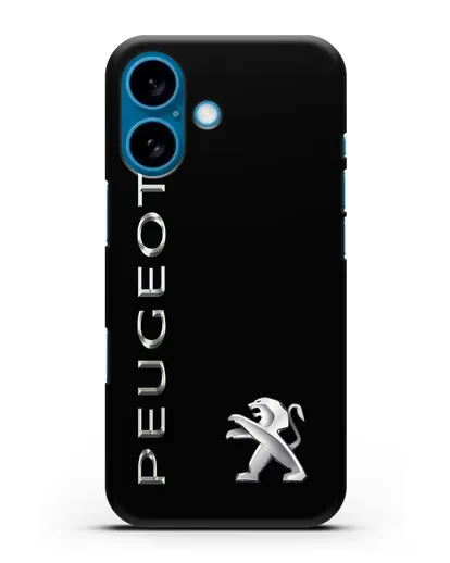 Чехол с надписью Peugeot и логотипом силиконовый для iPhone 16