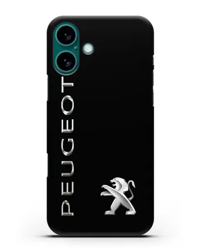 Чехол с надписью Peugeot и логотипом силиконовый для iPhone 16 Plus