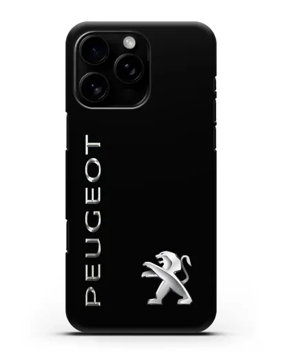 Чехол с надписью Peugeot и логотипом силиконовый для iPhone 16 Pro Max