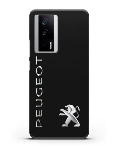 Чехол с надписью Peugeot и логотипом силиконовый для Xiaomi Poco F5 Pro