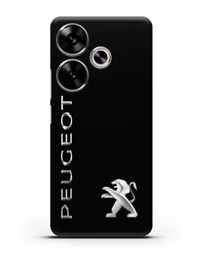 Чехол с надписью Peugeot и логотипом силиконовый для Xiaomi Poco F6