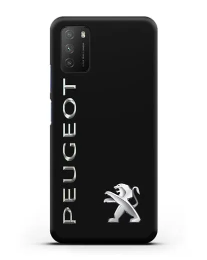 Чехол с надписью Peugeot и логотипом силиконовый для Xiaomi Poco M3