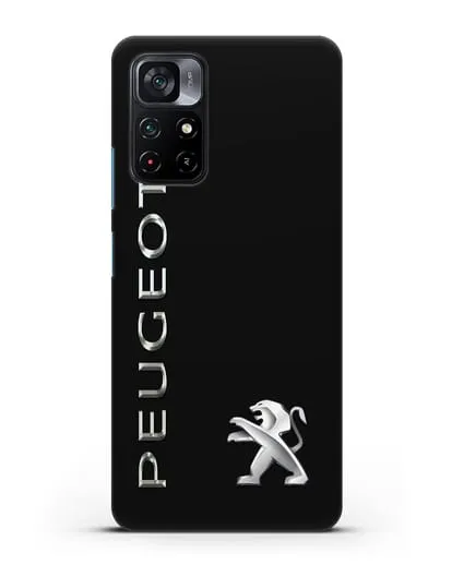 Чехол с надписью Peugeot и логотипом силиконовый для Xiaomi Poco M4 Pro 5G