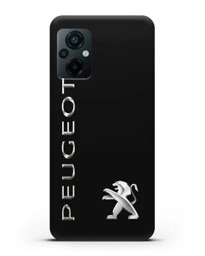 Чехол с надписью Peugeot и логотипом силиконовый для Xiaomi Poco M5