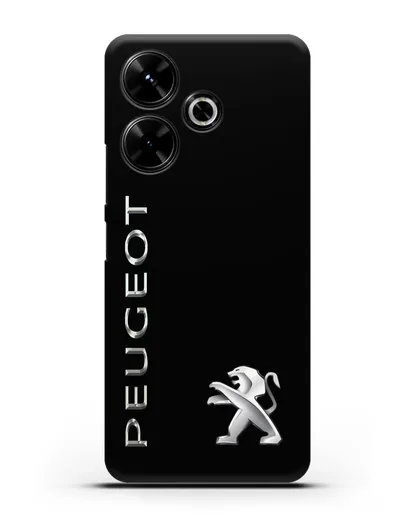 Чехол с надписью Peugeot и логотипом силиконовый для Xiaomi Poco M6