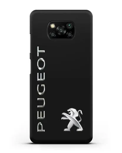 Чехол с надписью Peugeot и логотипом силиконовый для Xiaomi Poco X3