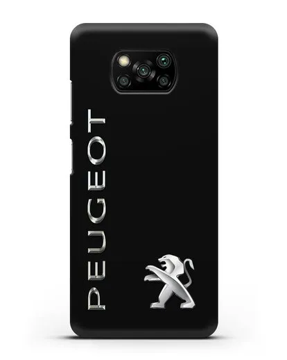 Чехол с надписью Peugeot и логотипом силиконовый для Xiaomi Poco X3 Pro