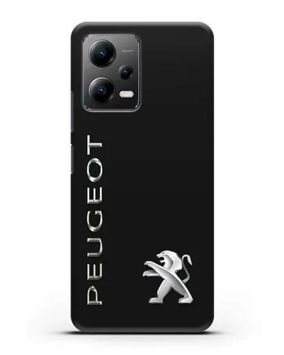Чехол с надписью Peugeot и логотипом силиконовый для Xiaomi Poco X5